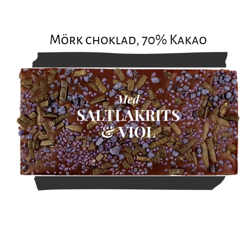 Choklad 70% Saltlakrits & Violkrisp 100g