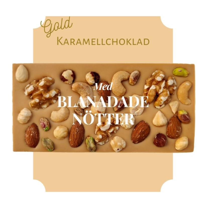 Karamellchoklad – Blandade Nötter 100g