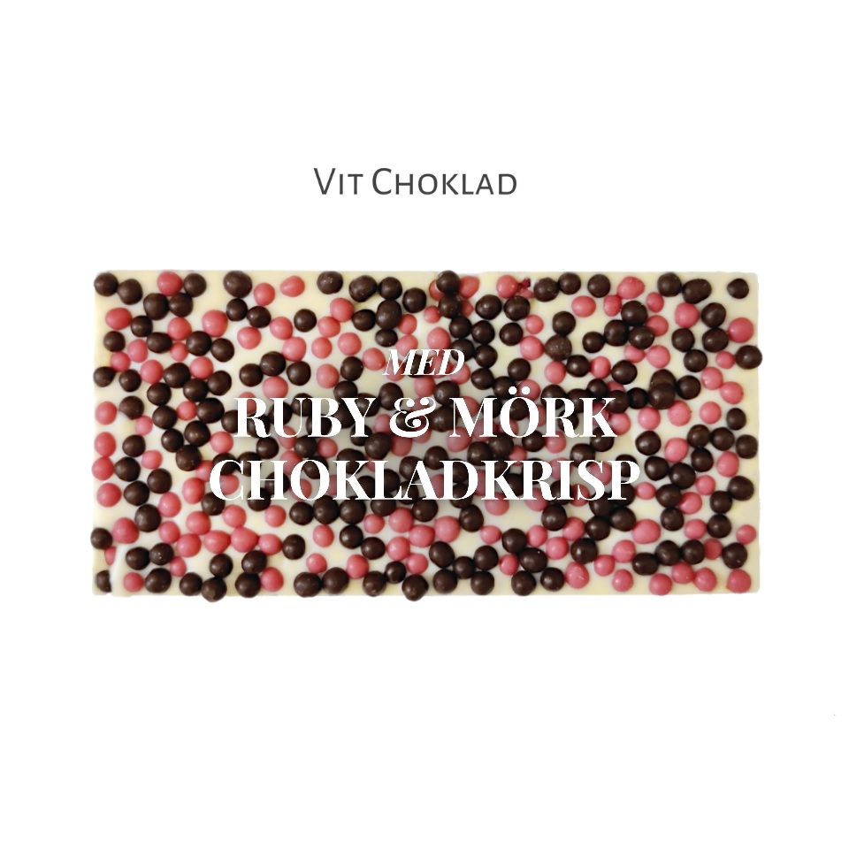 Vit Choklad Ruby- & Mörk Chokladkrisp 100g